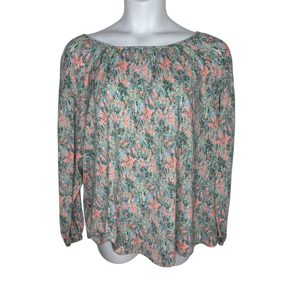 Ava & Viv Womens 1X Tunic Top Shirt Abstract 3/4 Sleeve Boat Neck Stretch
